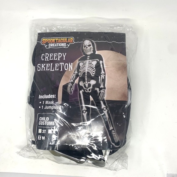 Kids Skeleton Halloween Costume Spooktacular Creations Creepy Medium - Picture 1 of 6